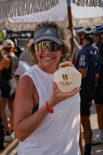 A coconut from The Well at the finish